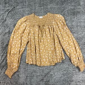 Billabong Blouse Women's Small Yellow & White Floral